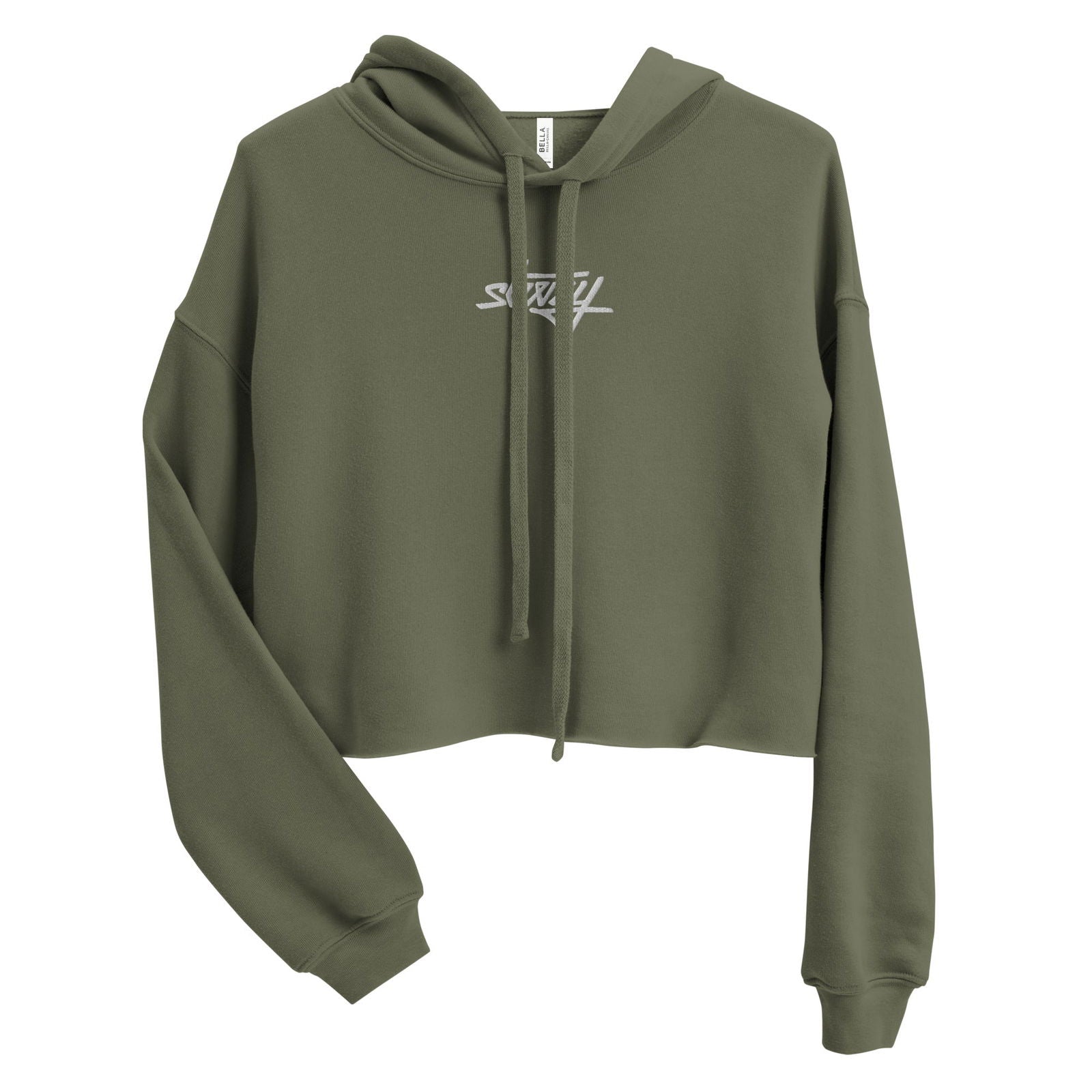 Steezy Script Center Embroidered Crop Hoodie - STEEZY Clothing