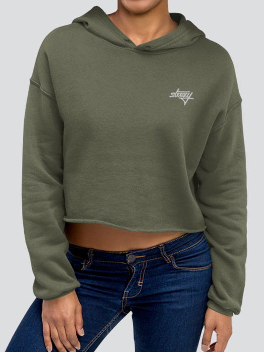 Steezy Script Embroidered Crop Hoodie - STEEZY Clothing