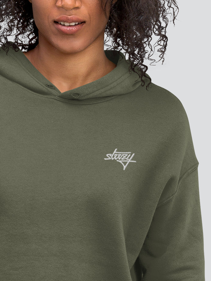 Steezy Script Embroidered Crop Hoodie - STEEZY Clothing