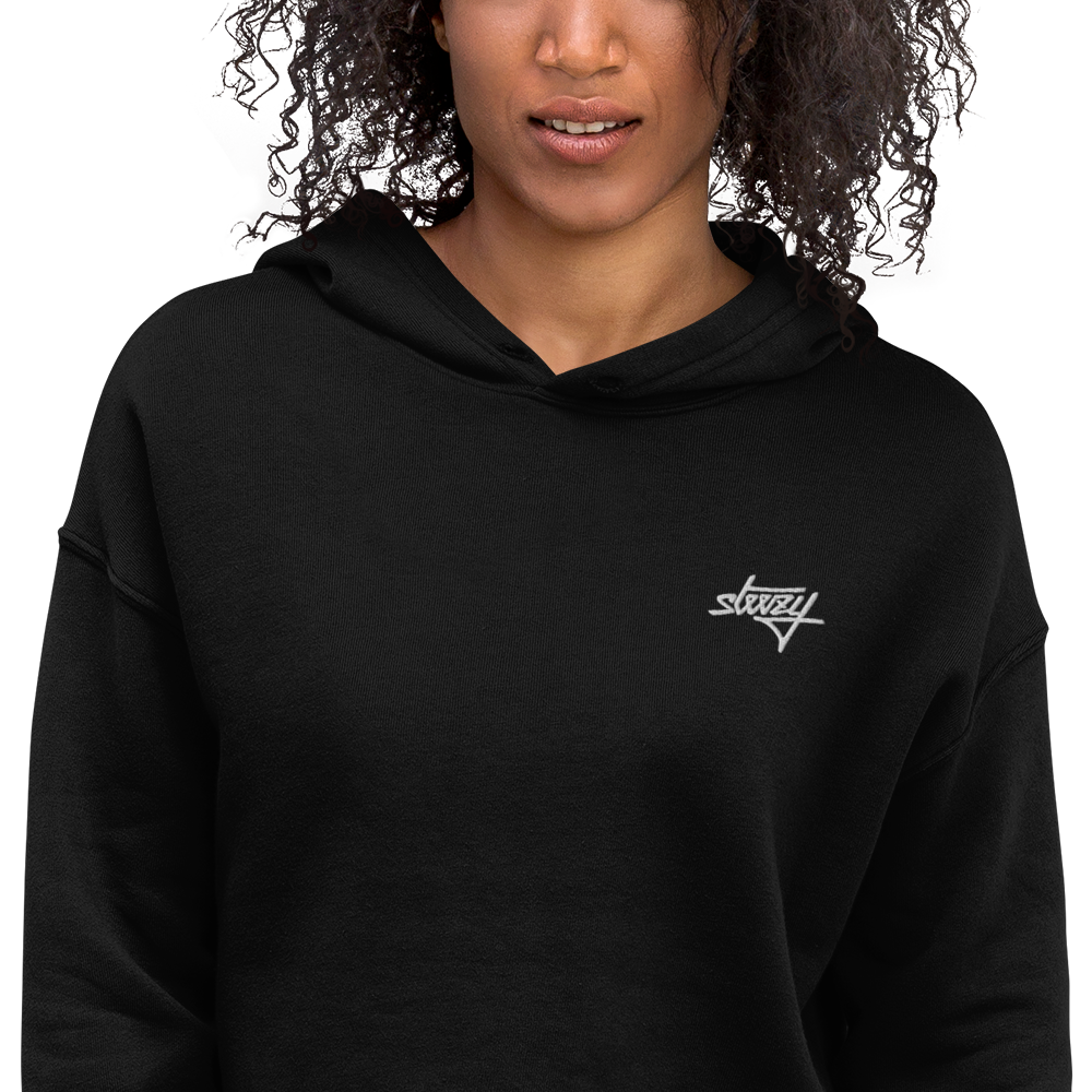 Steezy Script Embroidered Crop Hoodie - STEEZY Clothing