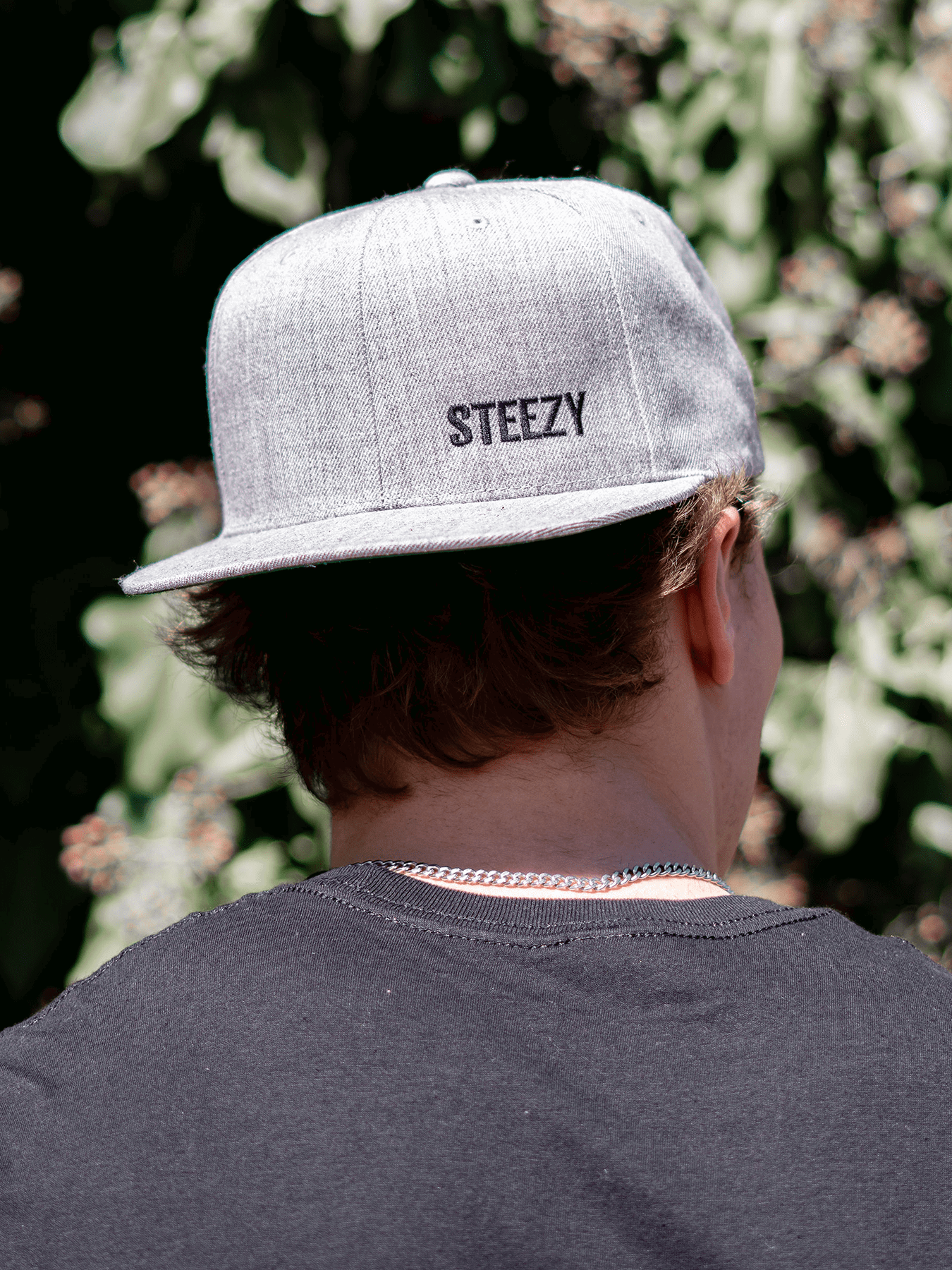 Steezy Small Text Snapback Hat (Black/Gray) - STEEZY Clothing