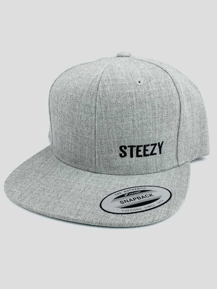 Steezy Small Text Snapback Hat (Black/Gray) - STEEZY Clothing