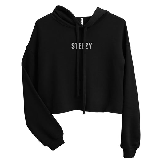 Steezy Text Center Embroidered Crop Hoodie - STEEZY Clothing