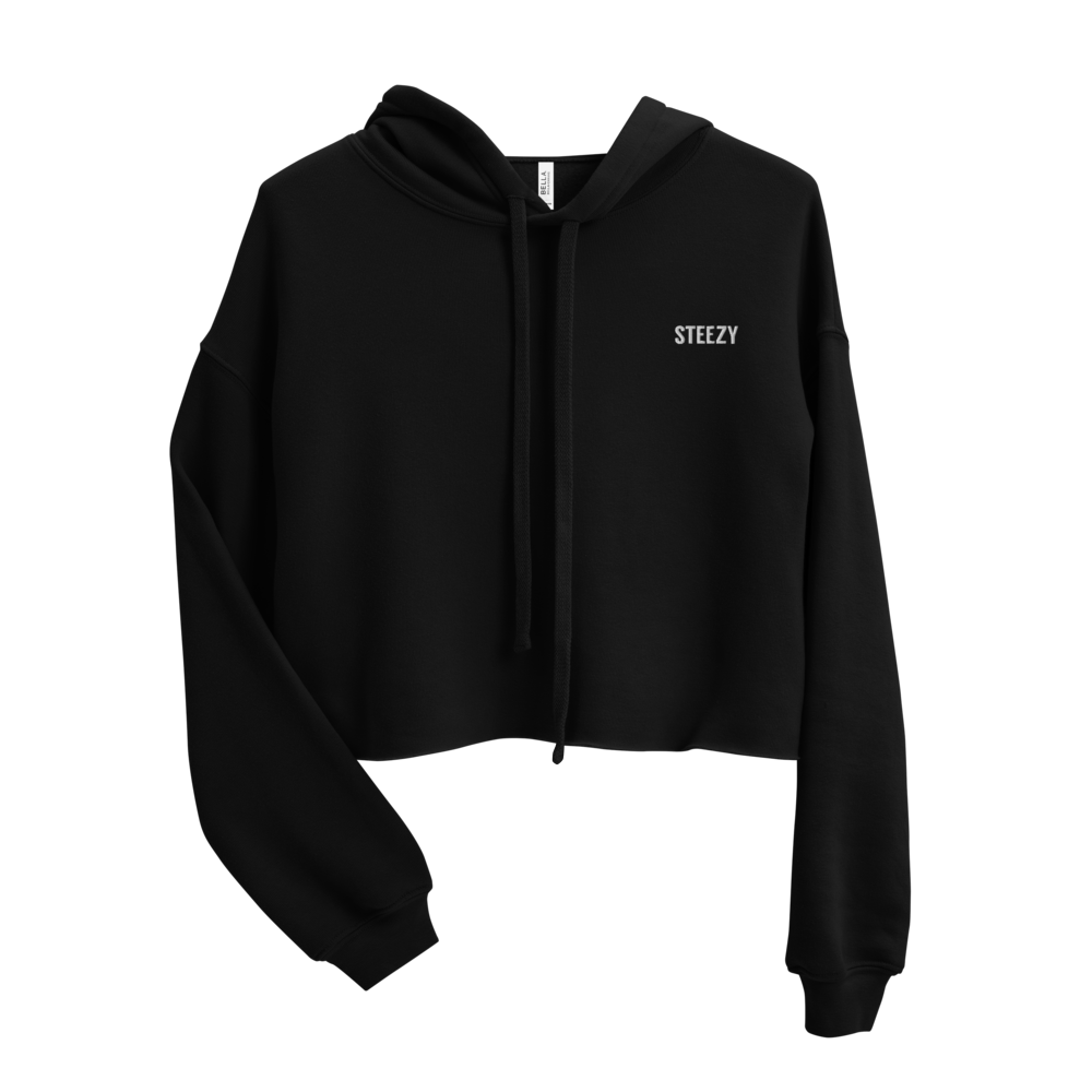 Steezy Text Embroidered Crop Hoodie - STEEZY Clothing