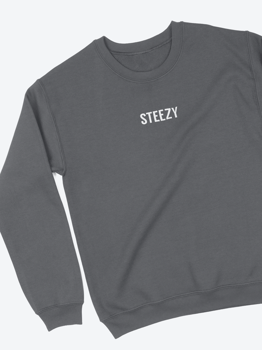 STEEZY - Steezy Text Center Embroidered Sweatshirt - Clothing