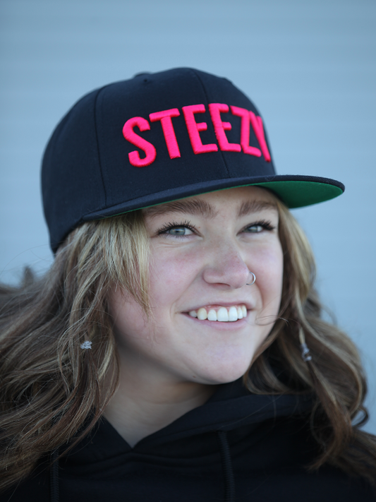 Straight Steezy Snapback Hat (Pink/Black) - STEEZY Clothing