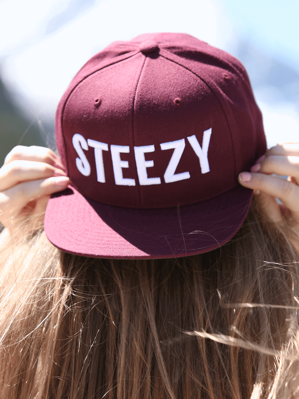 Straight Steezy Snapback Hat (White/Maroon) - STEEZY Clothing