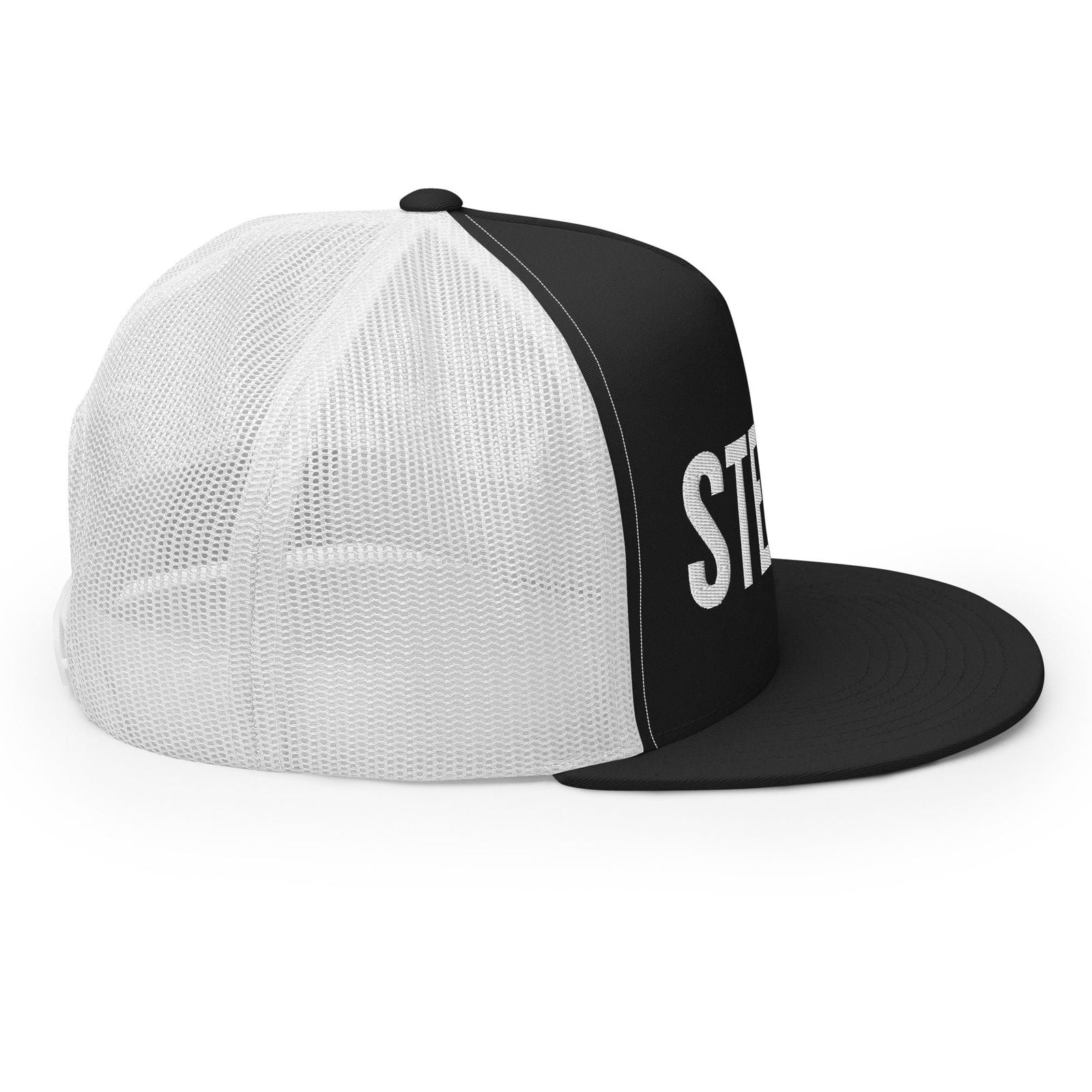 Straight Steezy Trucker Hat (White/B&W) - STEEZY Clothing