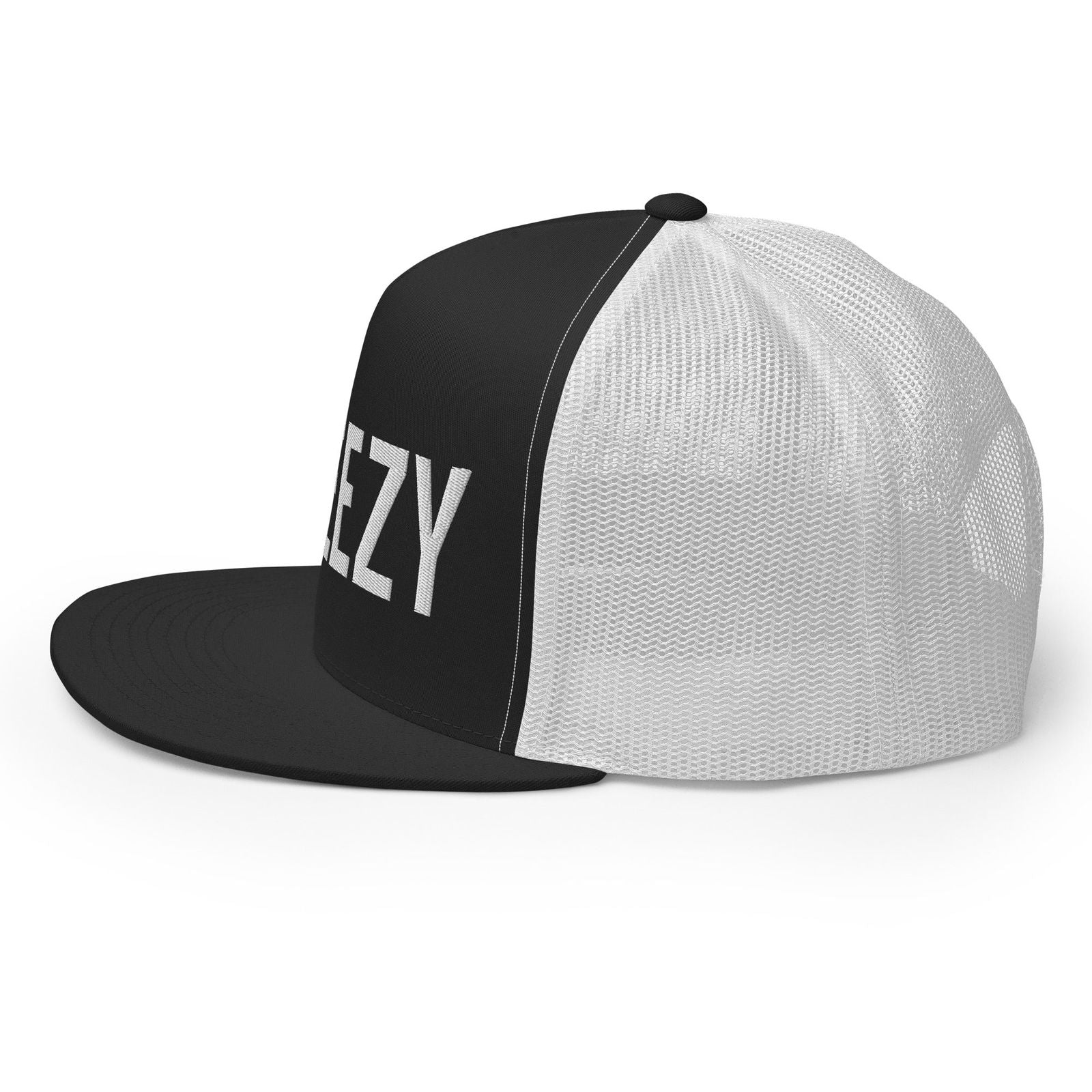 Straight Steezy Trucker Hat (White/B&W) - STEEZY Clothing