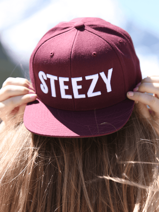 STEEZY - Straight Steezy Snapback Hat (White/Maroon) - Clothing