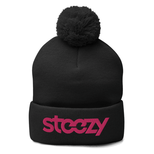 STEEZY - "Steezy Logo" Pom Pom Beanie (Black & Pink) - Clothing