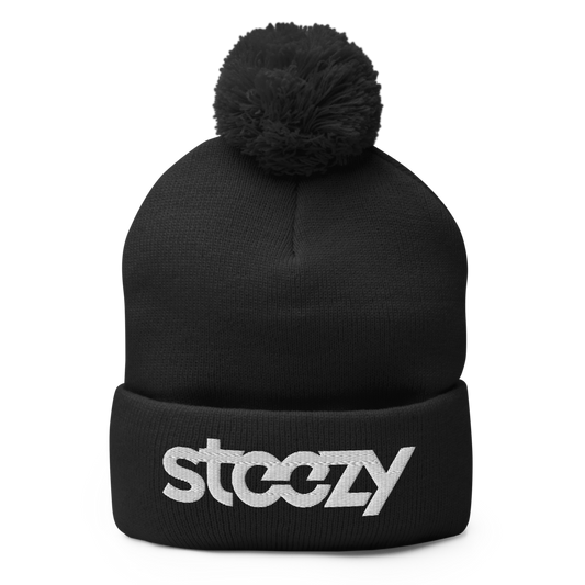 STEEZY - "Steezy Logo" Pom Pom Beanie (Black & White) - Clothing