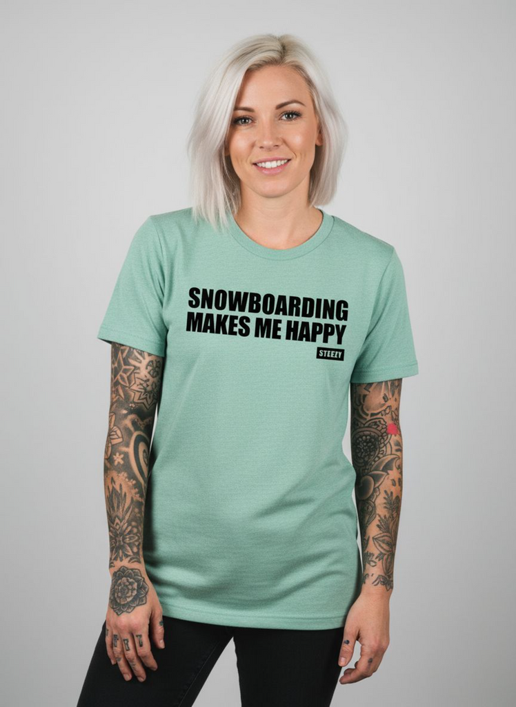 VR × nqrse × HAPPY TEE / BLACK L Snowboarding Makes Me Happy Tee