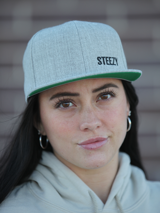 STEEZY - Steezy Small Text Snapback Hat (Black/Gray) - Clothing