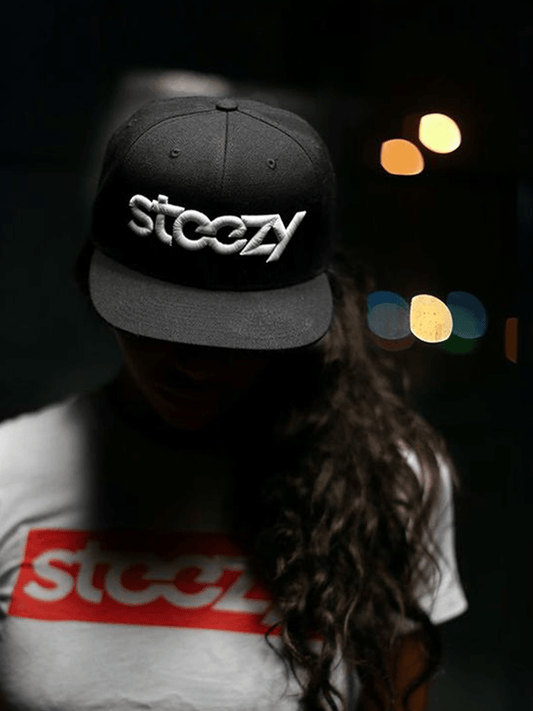 STEEZY - Steezy Logo Snapback Hat (White/Black) - Clothing