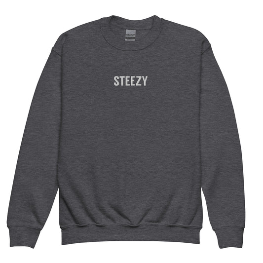 STEEZY - Steezy Text Center Embroidered Youth Sweatshirt - Clothing