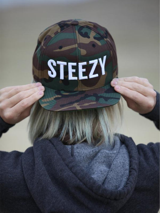 STEEZY - Straight Steezy Snapback Hat (White/Camo) - Clothing